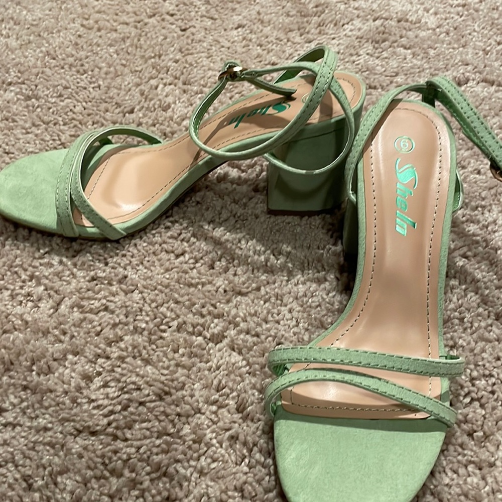 Light-green ankle strap heels!